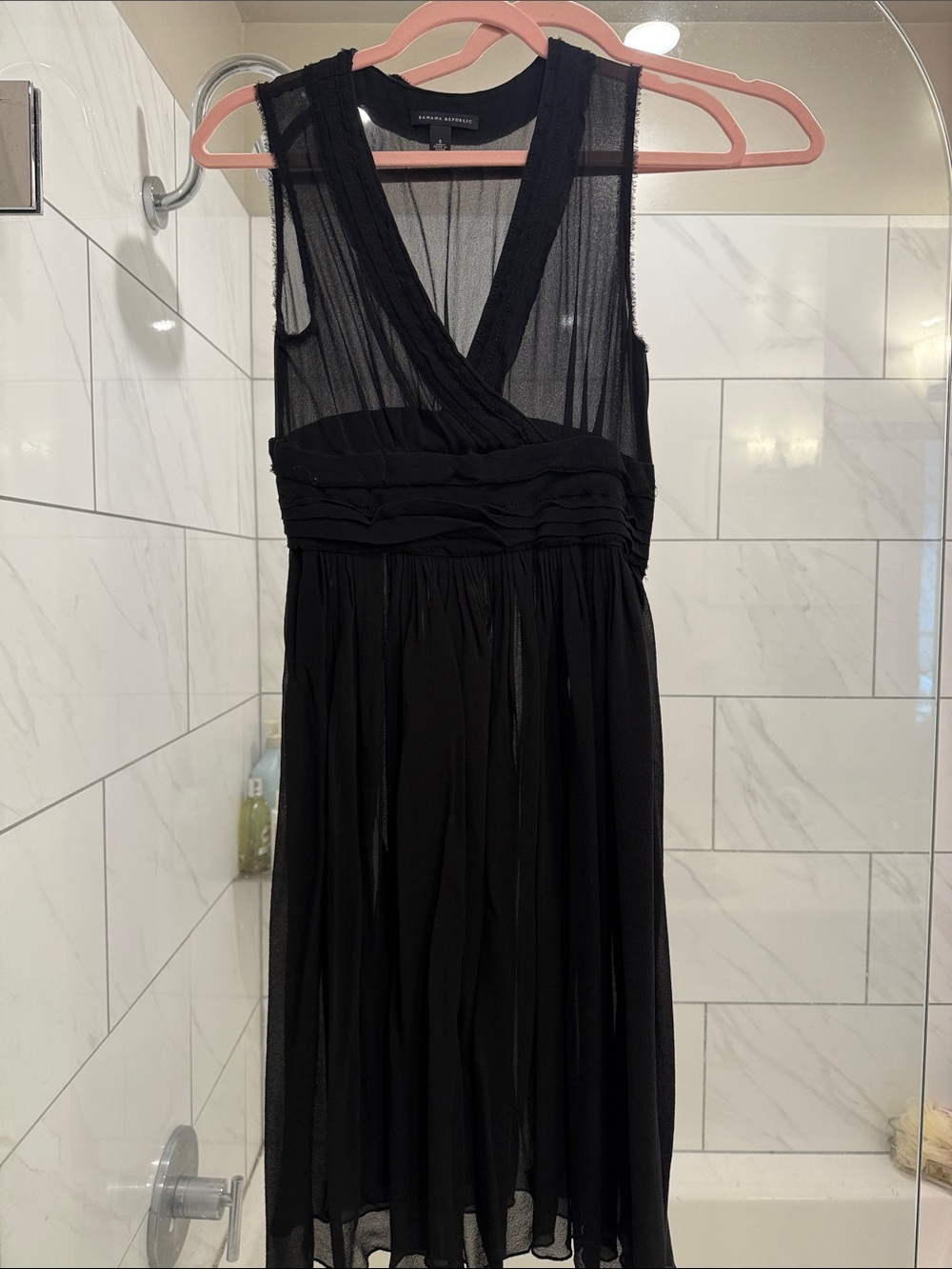 Banana Republic Black Sleeveless Mesh Midi Dress